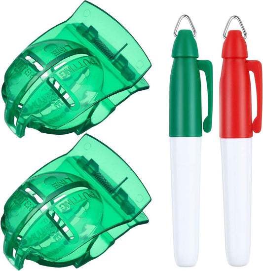 WILLBOND 2 Pieces Golf Ball Line Marker Tool Marking Alignment Putting Tool and 2 Pieces Golf Ball Marker Pen, 4 Pcs Totally