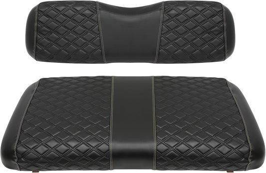 Golf Cart Seat Covers for EZGO TXT 1994-2013 Front OEM Universal Seat Cushion, Marine Grade Vinyl Leather EZGO TXT Seat Covers/Easy to Install-Black (2PCS)