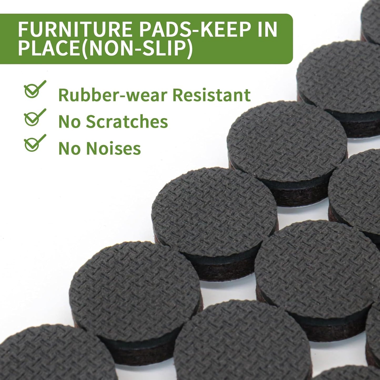 Non Slip Furniture Pads 60 PCS - 36 pcs 1” Round + 24 pcs 2" Square - Anti Slip Furniture Pads - Self Adhesive Rubber Feet Furniture Feet - Chair Leg Floor Protectors