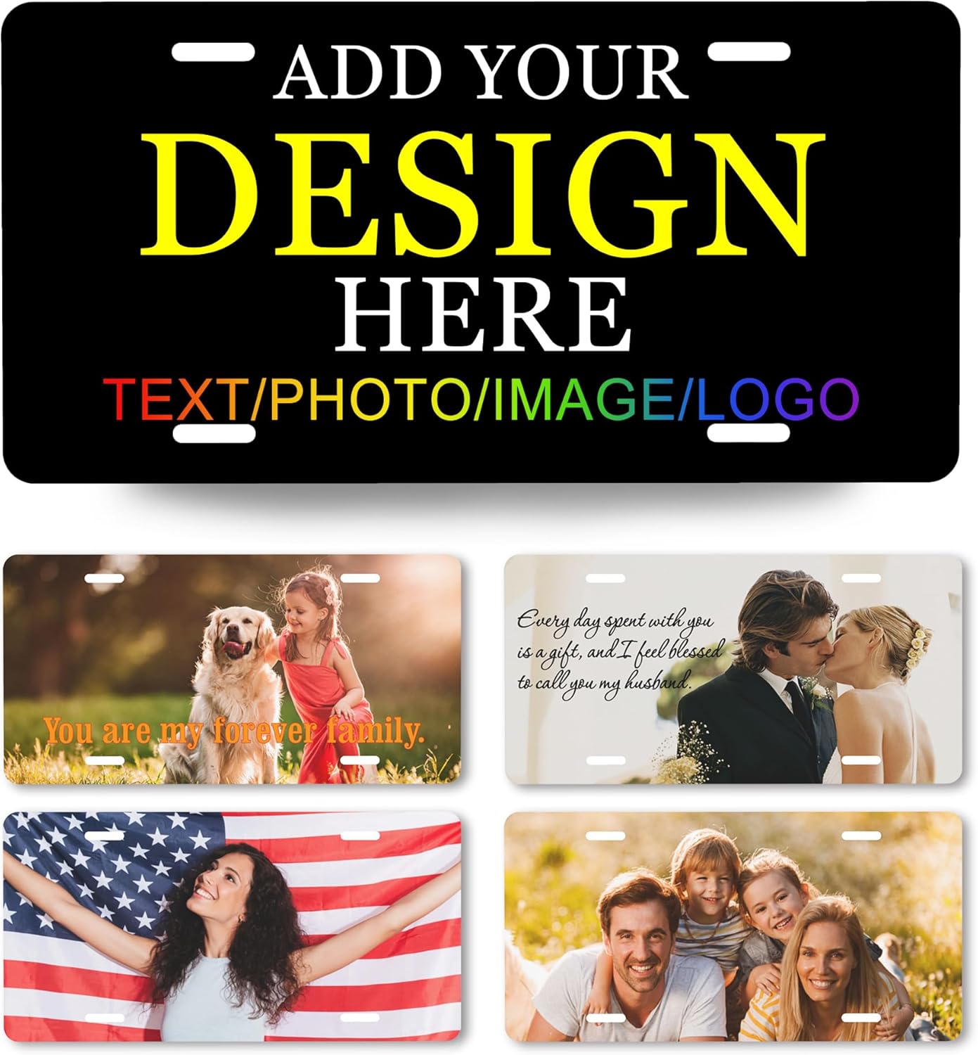 Custom License Plate Personalized License Plates for Front of Car Customized Your Text Image Photo Logo License Plate Car Tag Suitable for Truck Bar Cafe Door Plate Auto Accessories 6 x 12 Inch