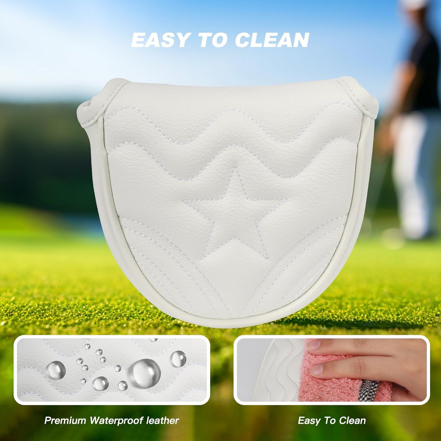 4pcs or 1pc Golf Club Head Covers for Woods, Driver, Fairway, Hybrid – Premium PU Leather with Interchangeable Tags & Magnetic Blade and Mallet Putter Covers