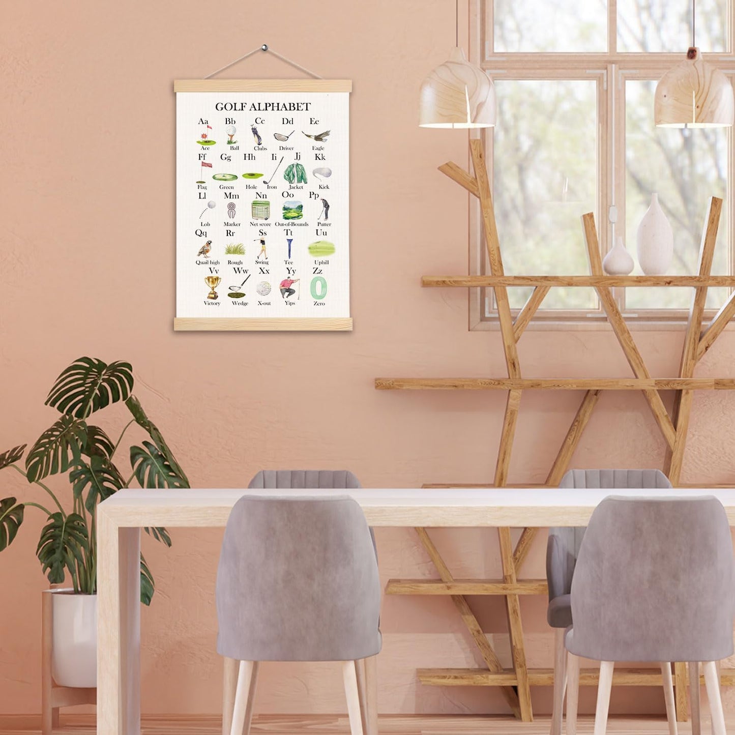 pouep Golf Alphabet Nursery Wall Art Poster, Golf Room Decor, Golfer Golfing ABC Alphabet Educational Canvas Prints Wall Decor for Kids Toddler Boys Bedroom Dorm Nursery, 12x16 Inches