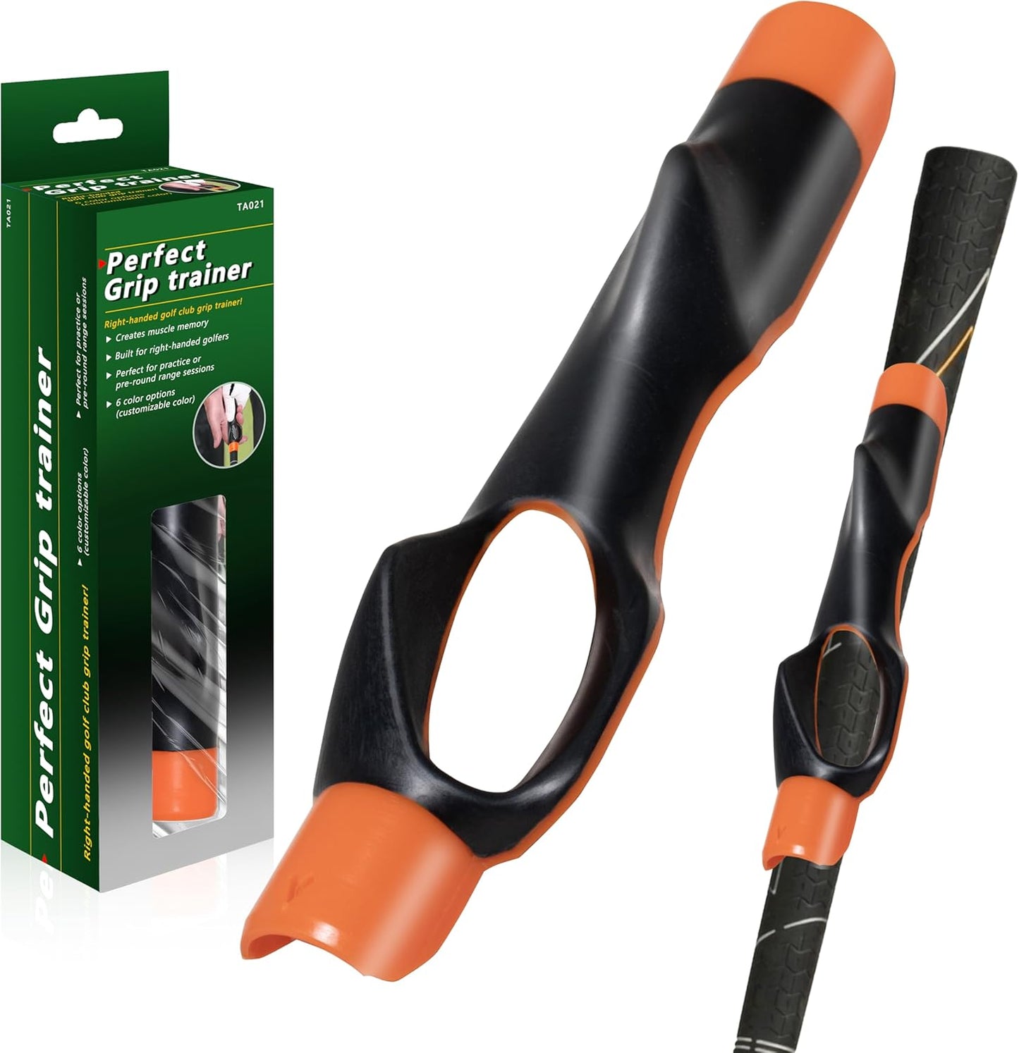 Golf Grip Trainer,Golf Club Grip Trainer Right Hand,Golf Grip Swing Training Aid for Golfer Proper Hand Position,Attaches to Most Golf Handles