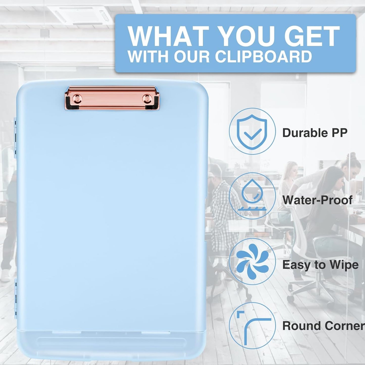 Sooez Clipboards with Storage, High Capacity Clip Boards 8.5x11 with Pen Holder, Heavy Duty Plastic Paper Organization Folder Cases, Letter / A4 Size for Nurse Teachers, School & Office Supplies