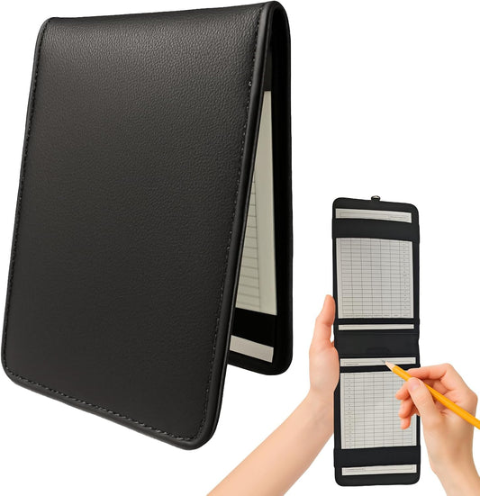 Leather Golf Scorecard Holder,Score Card Holder Golf,Yardage Book Cover,Golf Scorecard Book (Black)