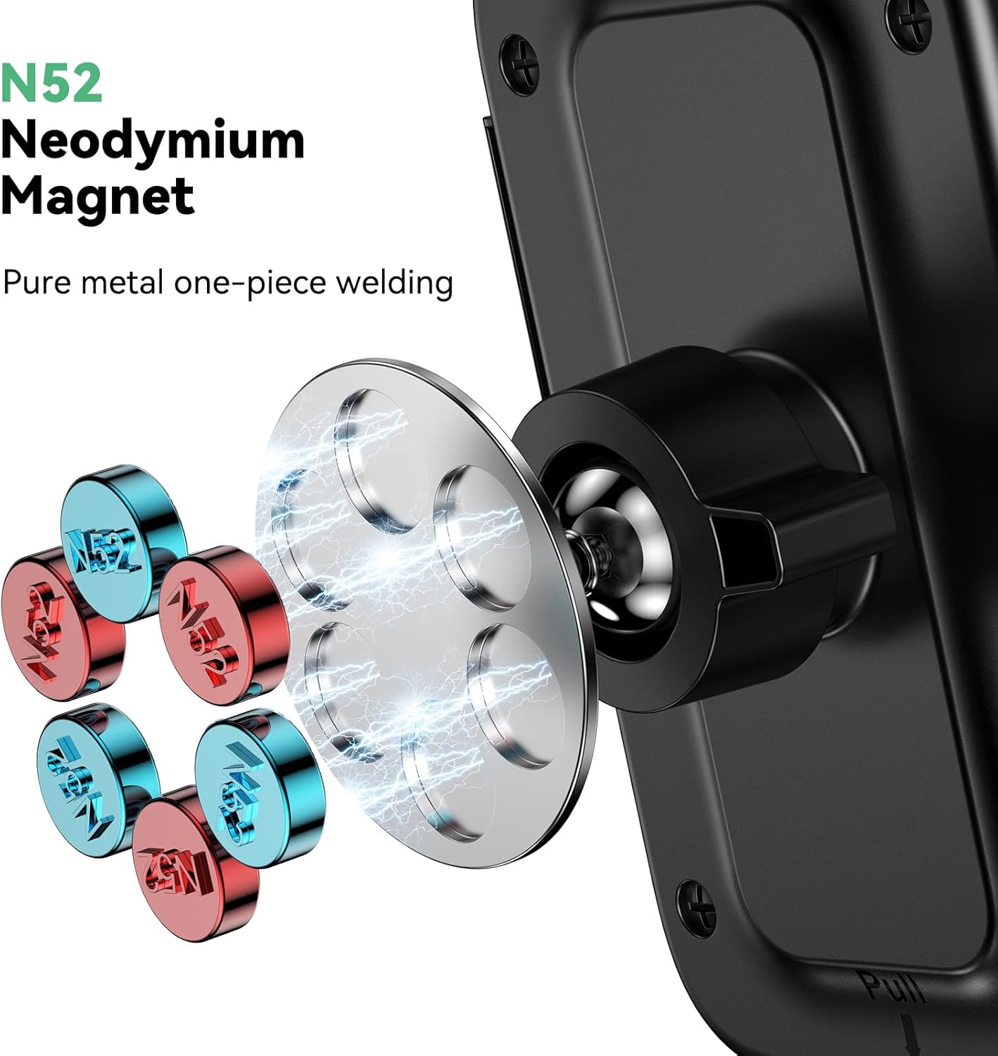 Golf Cart Phone Holder Golf Cart Magnetic Phone Holder Mount Ultra Strength Magnets Cell Phone Caddy Compatible For EZGO/Club Car/iPhone/Galaxy/Google Pixel, 360° Rotatable/One-Handed Pick & Place