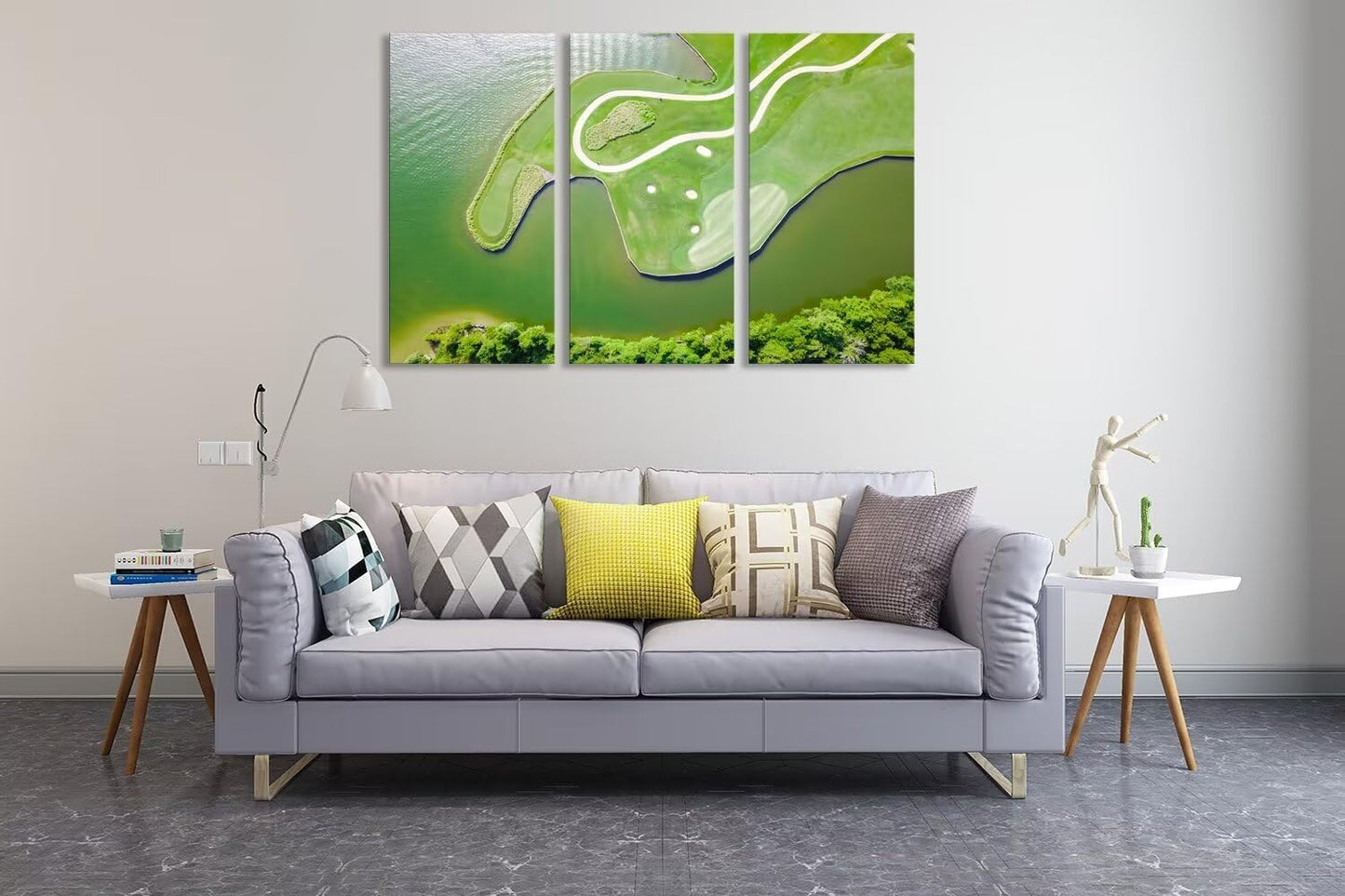 Colorado River Austin Texas USA Golf Course Wall Art for Living Room Bedroom Bathroom Home Decorations Golf Club Pictures Posters Framed Artwork Canvas Prints Ready to Hang(20''W x 40''H x3)