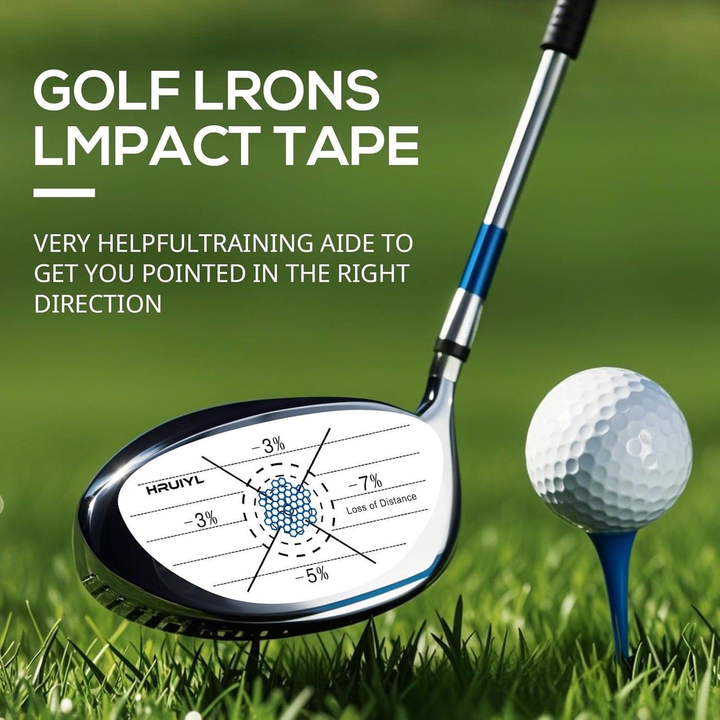 Golf Impact Tape, Golf Impact Stickers, Golf Stickers, Mpact Tape for Golf Clubs, Golf Tape, Golf Club Labels Personalized, Self-Teaching Sweet Spot and Consistency Analysis