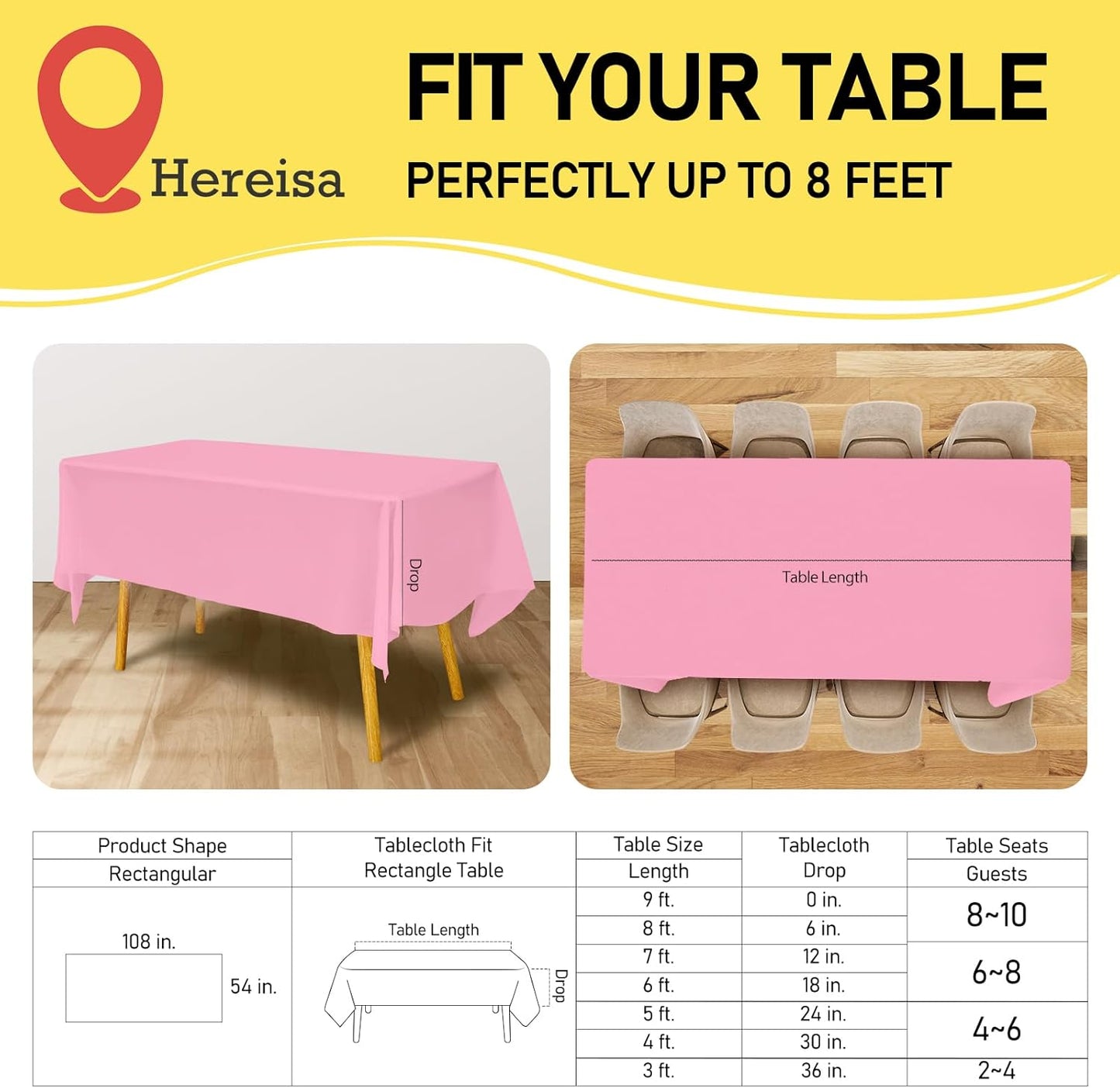 Plastic Pink Tablecloths 3 Pack Disposable Table Covers 54 x 108 inch Dusty Pink Table Cloths for Gender Reveal Parties Bridal Engagement Wedding Birthday, Fits 6 to 8 Foot Rectangle Table