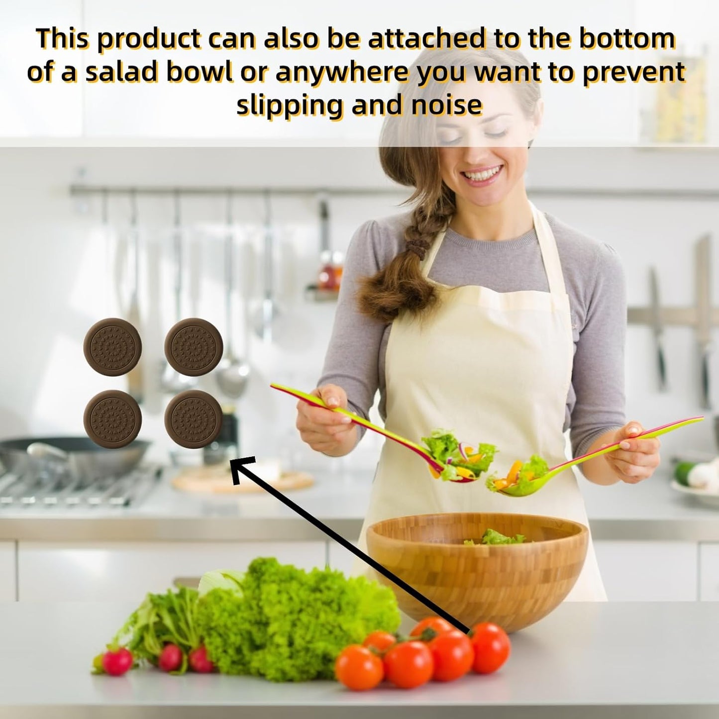 8 Pack Anti-Slip Cutting Board Stabilizer Pads Cutting Board Feet, Self-Adhesive Waterproof Rubber Feet for Furniture, Non-Marking Grips for Chopping Blocks, Shock-Absorbent, Noise Reducing (Round)