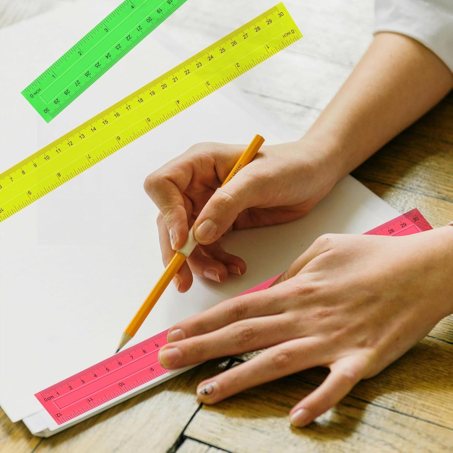 4 Pack Color Transparent Ruler, Plastic Rulers 12 Inch, Assorted Color Metric Rulers Bulk for School, Office, Classroom (4)