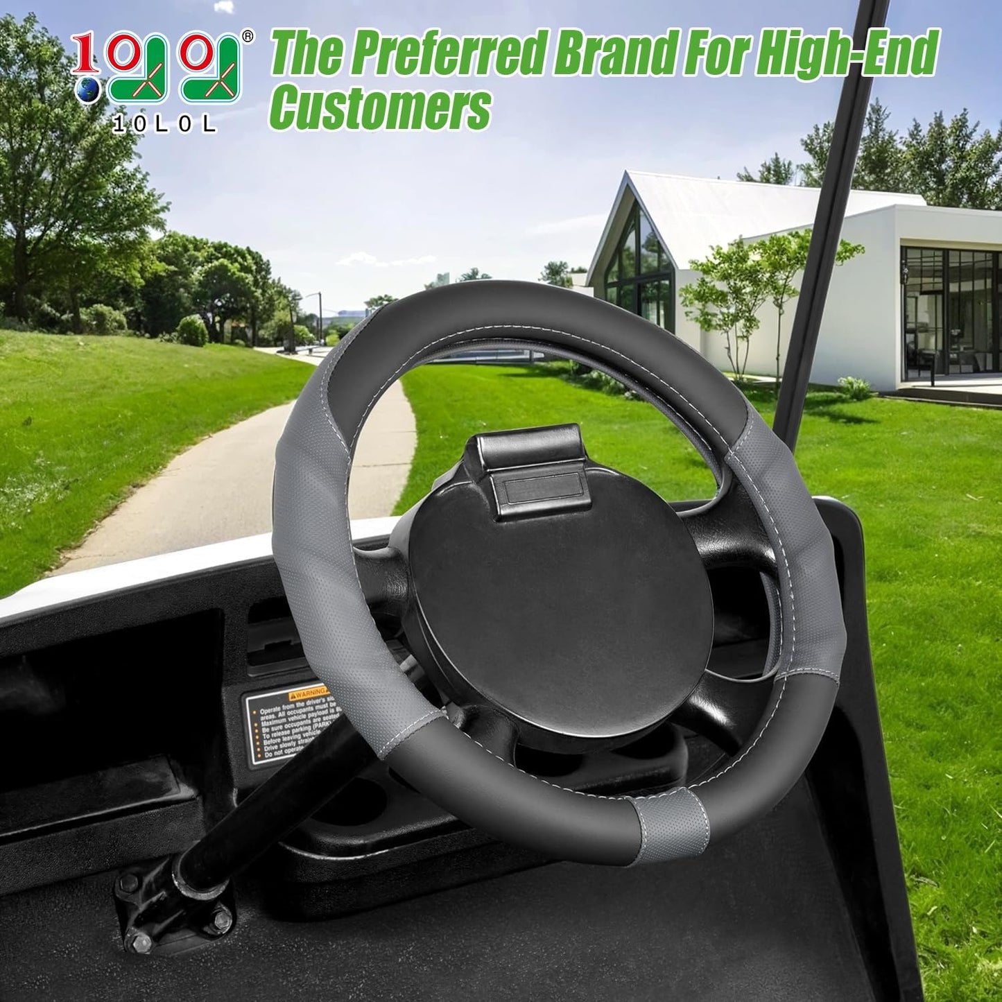 10L0L 13 Inch Golf Cart Steering Wheel Covers for EZGO TXT&RXV, Upgraded Microfiber Anti-Slip Steering Wheel Cover with Pu Leather