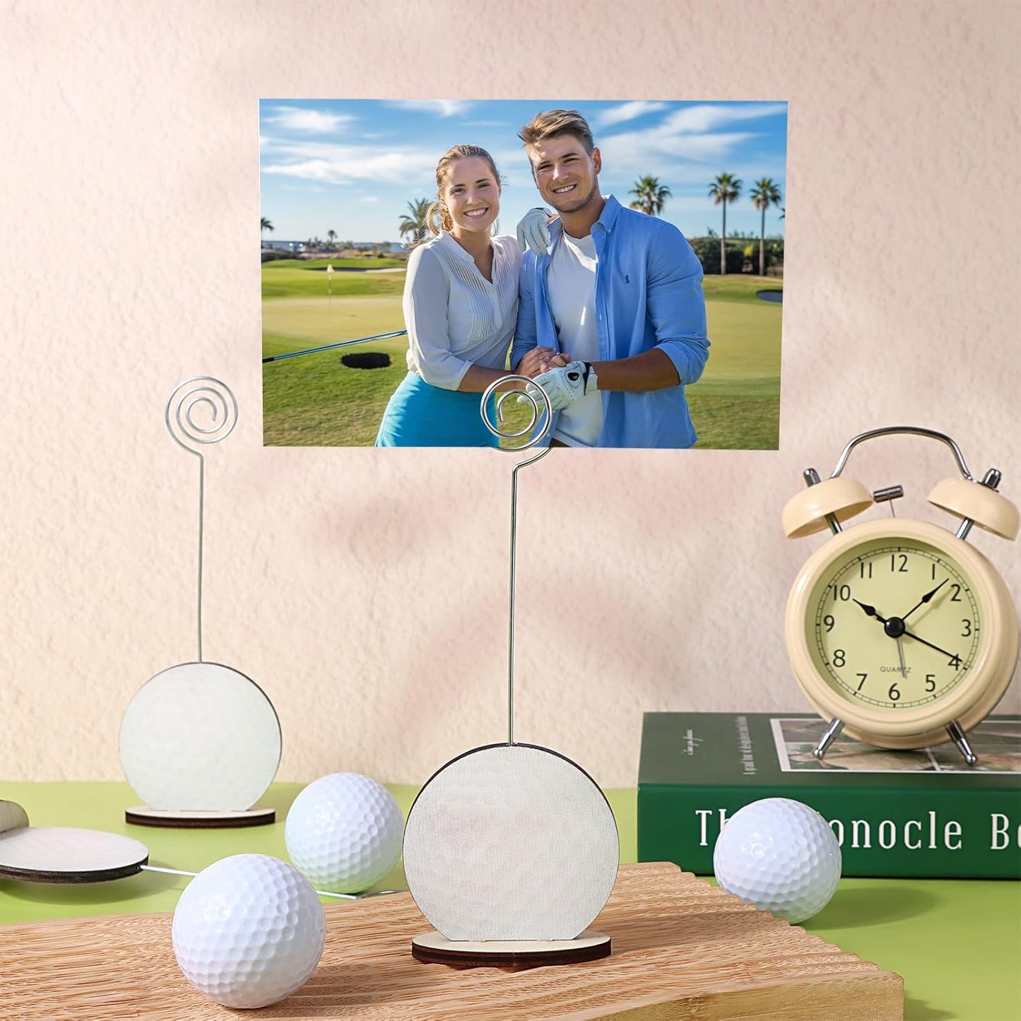 24 Pcs Golf Ball Base Memo Clip Holder Metal Wire Table Number Card Place Holders Stand Note Paper Clip Name Place Card Golf Centerpieces for Picture Note Card Menu Wedding Party Office
