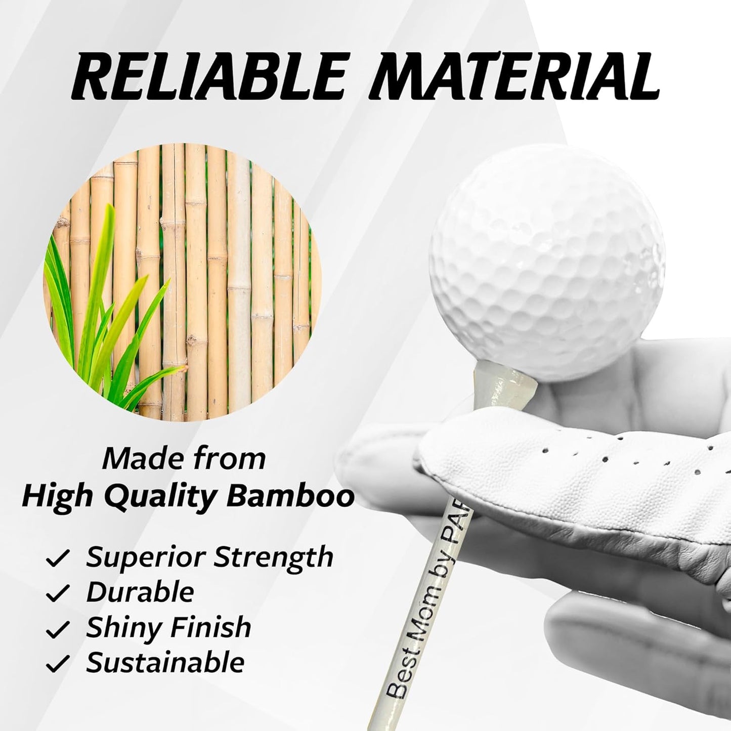 3 ¼ Bamboo Golf Tees, Customizable Golf Tees with Imprinted Messages, Essential Equipment & Ideal Gift for Golfers