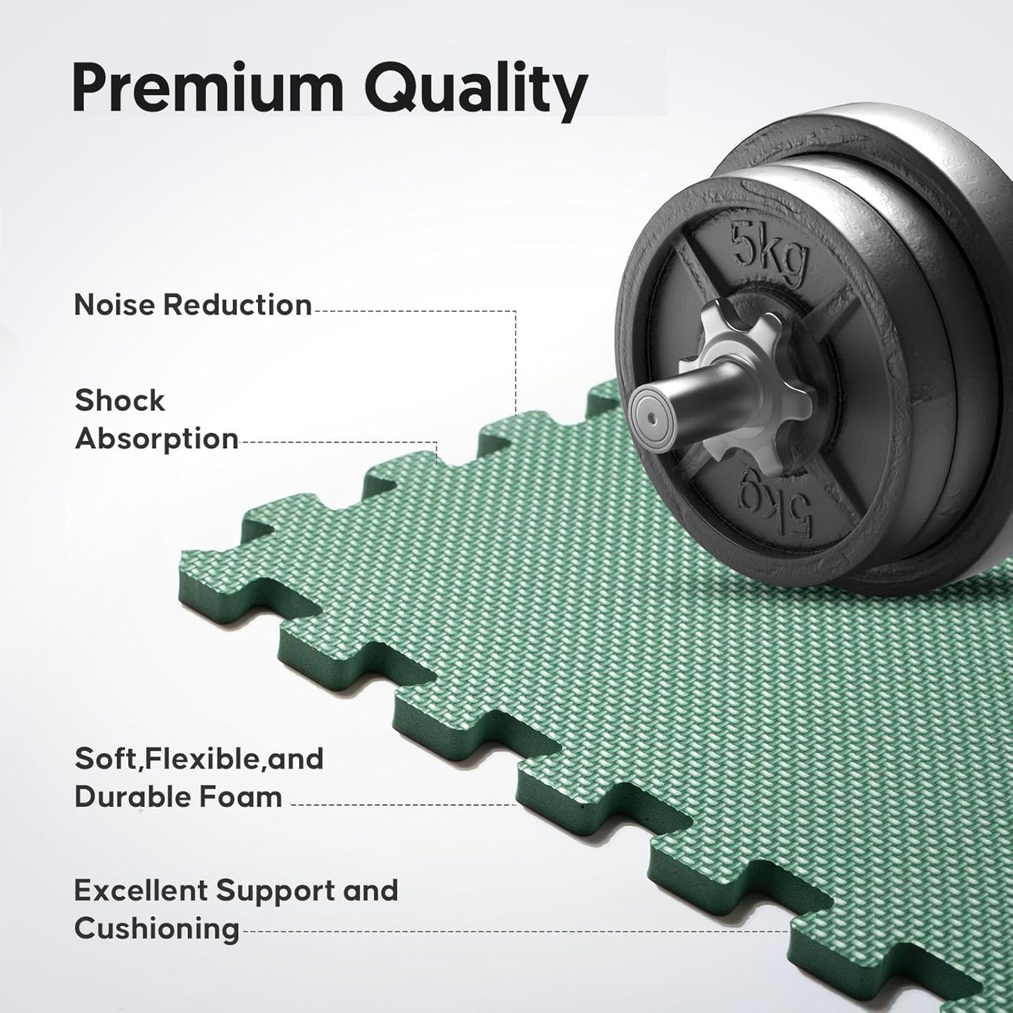 Home Gym Mat, Puzzle Exercise Mat, EVA Interlocking Foam Floor Tiles for Home Workout Equipment and Kids' Play Areas -, 24 in x 24 in x ½ in, Green 36 Tiles