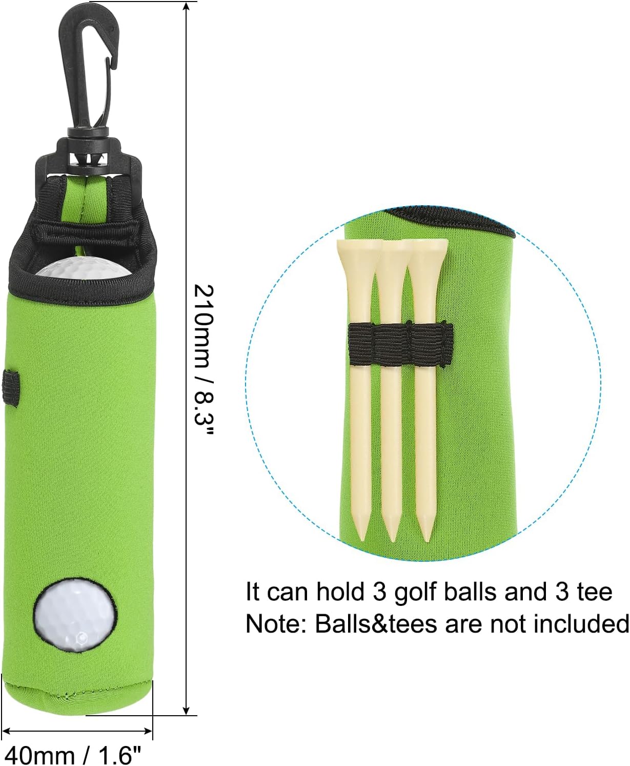 PATIKIL Golf Ball Carry Bag, Golf Tee Holder Pouch Portable Neoprene Golf Ball Holder with Clip for Men and Women Storage Gifts