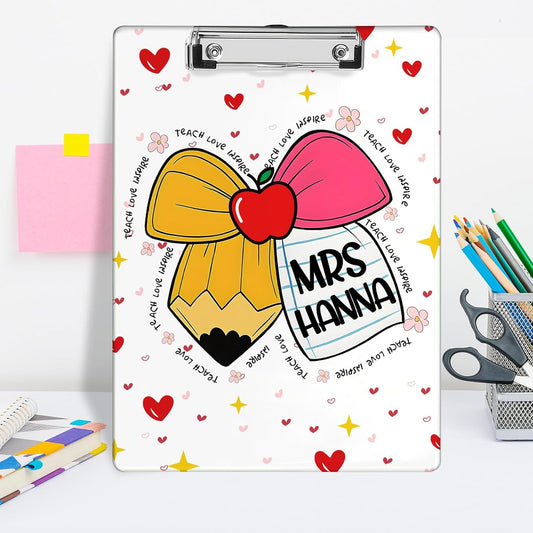 Custom Teacher Clipboard Personalzied Acrylic Clipboard with Name Custom Teacher Appreciation Clipboards Gifts for Women Men