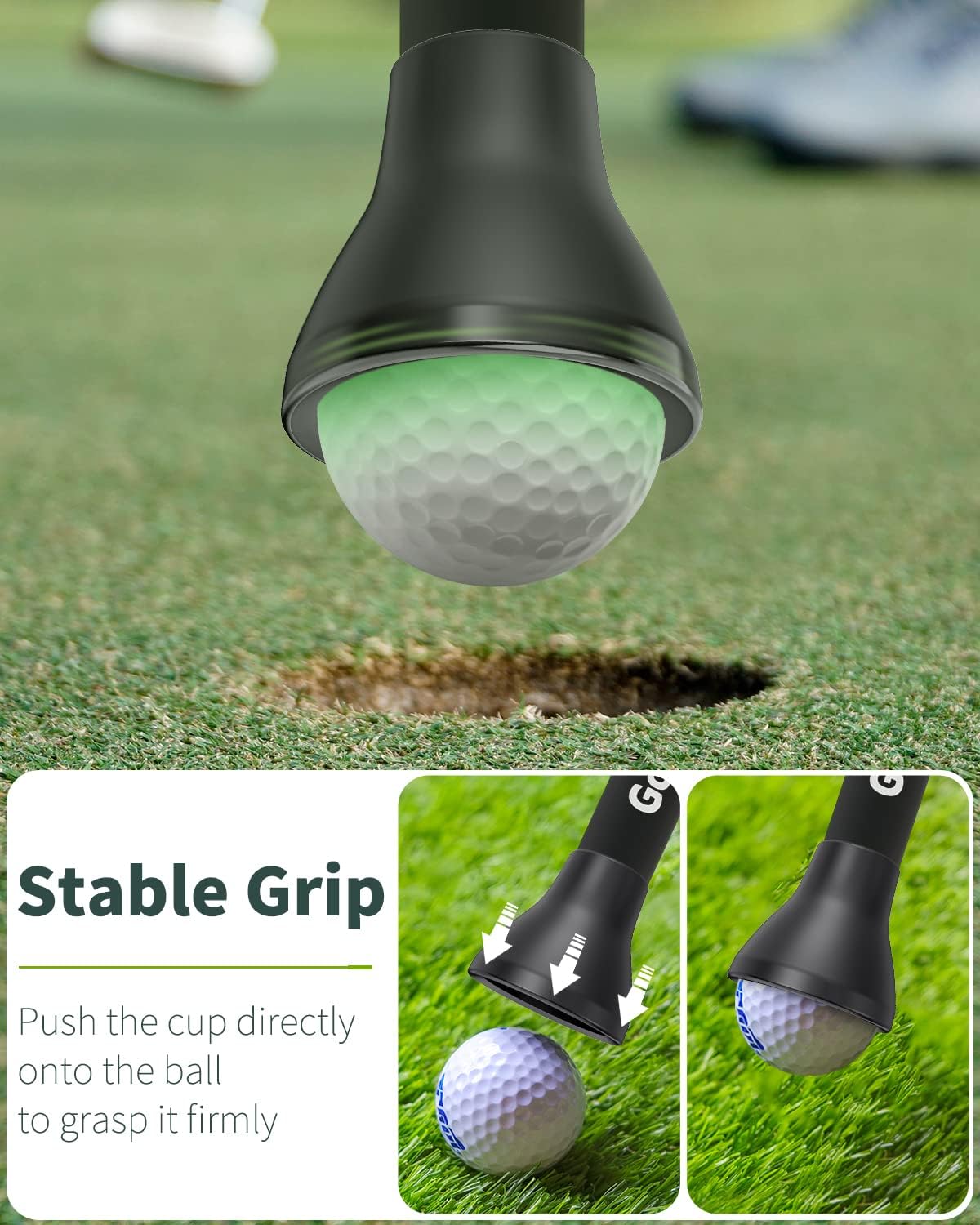 GreenHaven Golf Ball Retriever Grabber for Putters Golf Pick-up Portable Grip Sucker Tool Back Saver for Golfers，3-4 Pack
