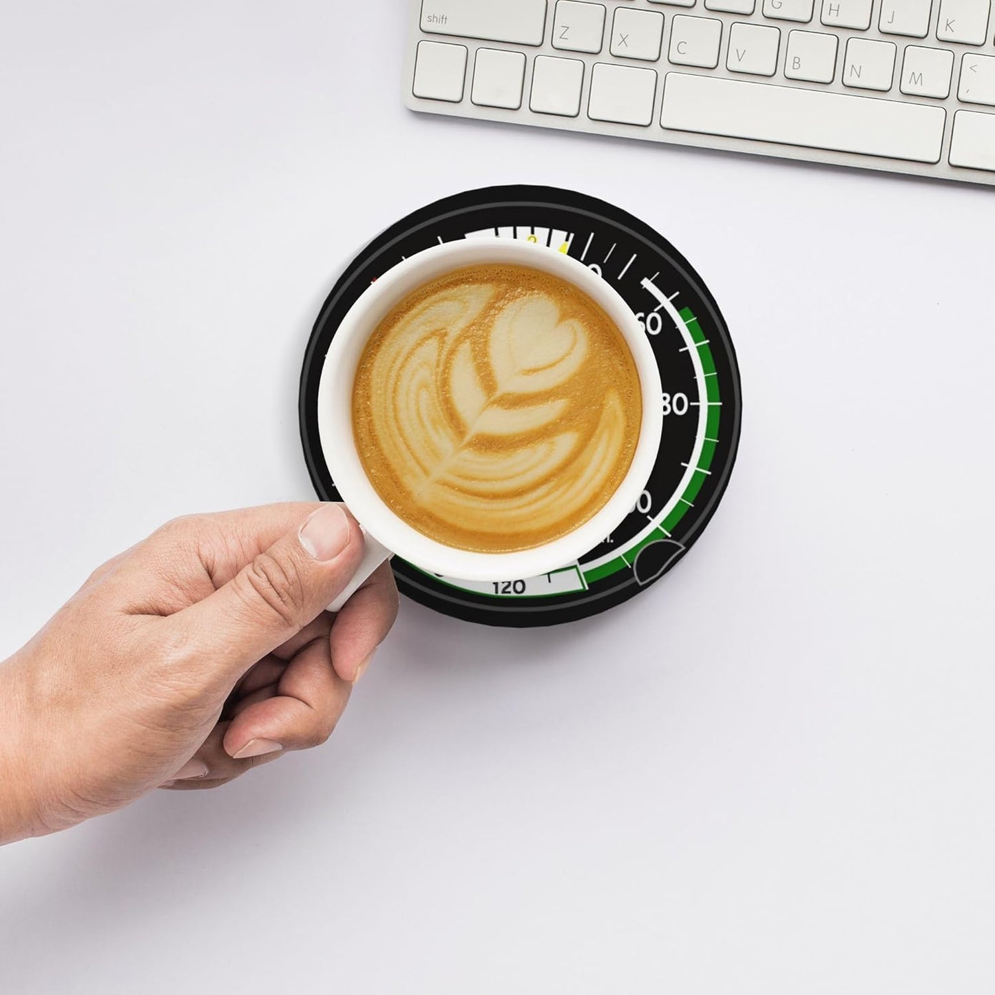 Airplane Aircraft Speedometer Pilot Flight Coasters for Drinks Set of 4, Absorbent Ceramic Drink Coasters for Coffee Table Wooden Table Cup Bar, 4 Inches