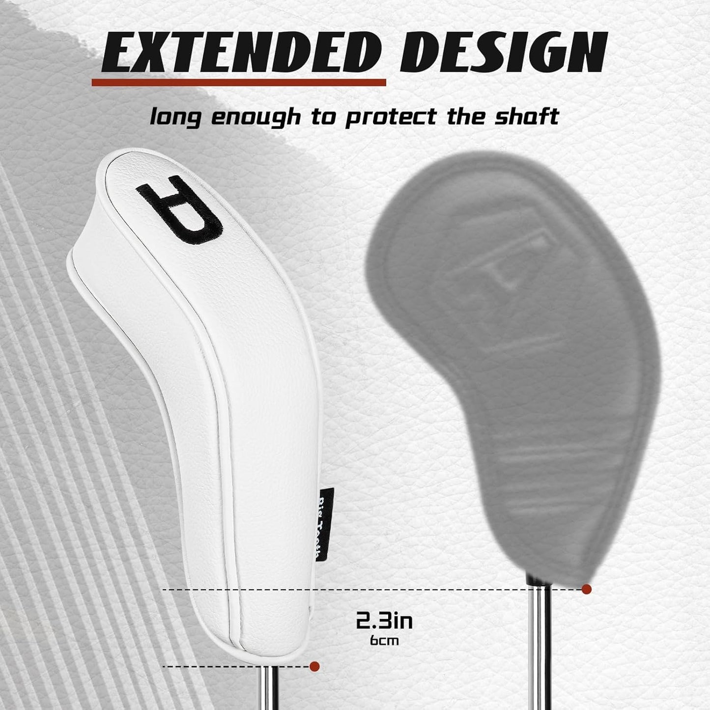 BIG TEETH Golf Hybrid Iron Head Cover 9Pcs, Long Hybrids Iron Covers Head Covers Set, Golf Club Covers W/Big NO. Fits for Cleveland Launcher Cobra T Rail Hybrid Irons