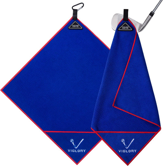 Magnetic Golf Towel for Bag 18" x 18" with Clip Exclusive Cleaning Pocket Microfiber Waffle Ultra Absorbent Club Ball Cleaner Essential Golf Accessories and Gifts for Men Women(Blue 1 Pack)