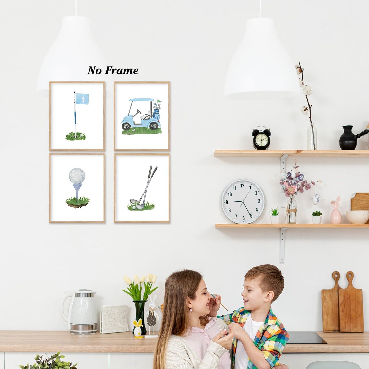 Boat Wades Golf Course Wall Art Prints Set of 4, Golfer Gifts for Women Men, Retro Golf Cart Club Golfing Posters Pictures Wall Decor for Home Bedroom Living Room Office, 8x10 Unframed