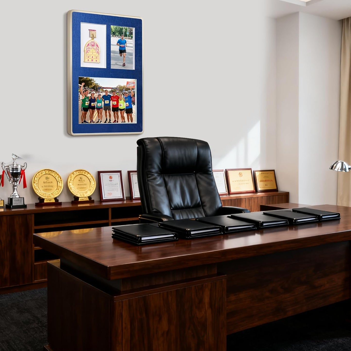 WeChip Medal Display Shadow Box, Aluminum Frame with Acrylic Panel for Sports Awards, Photos and Race Bibs(A3 Size)