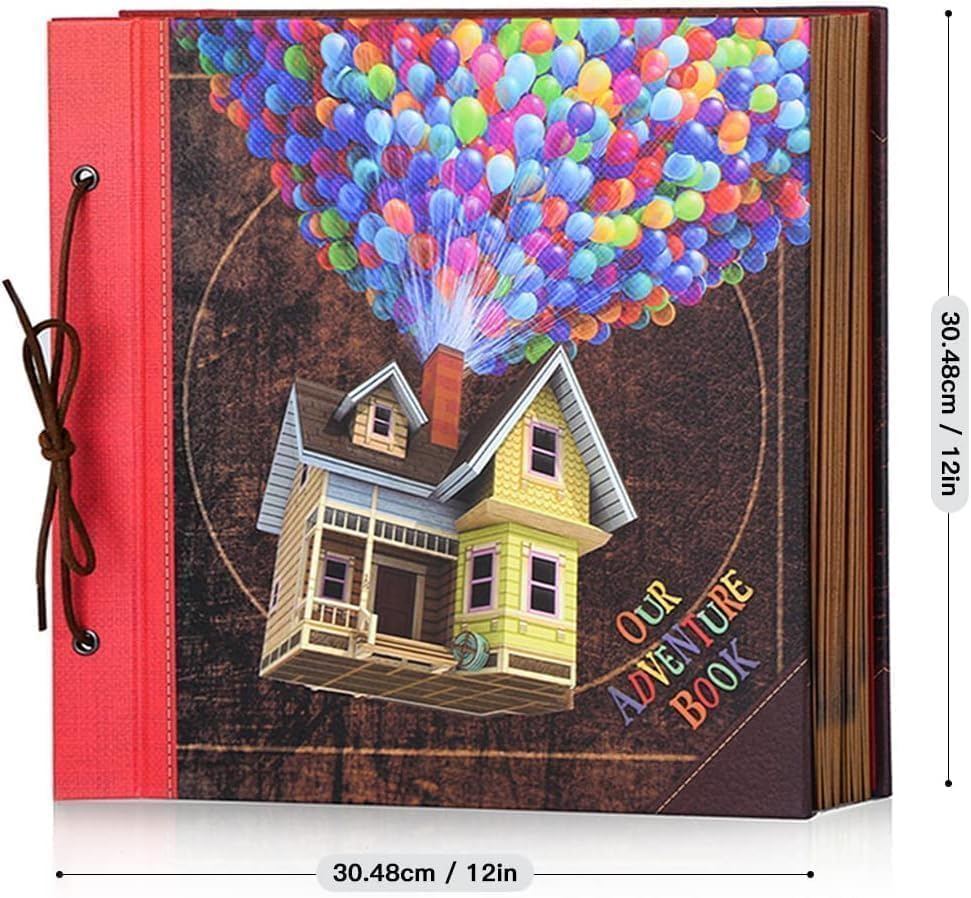 Adventure Book 12x12 Inch - Handmade Scrapbook Album for Travel, Wedding, Writing - 60 Pages DIY Memory Album - Perfect for Anniversary, Friends, Family, and Couple Gifts (12in-Up House Design)