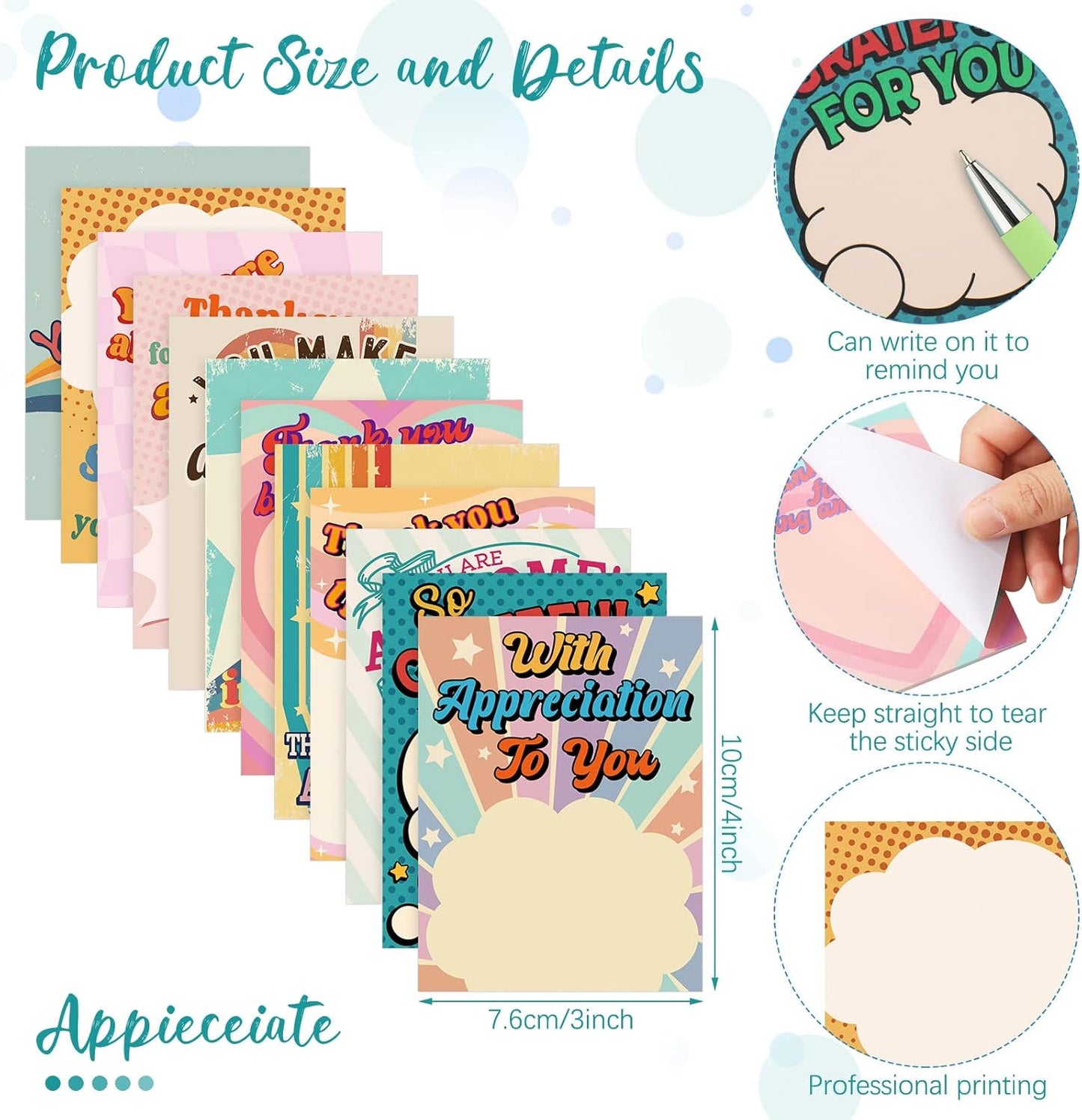 Geyee 24 Pcs Retro Employee Sticky Notes with Funny Pens Fun Notepads for Adults Coworkers Nurse 3 x 4 Inch to Do List Notepads with Sayings Pen for Lab Week Gifts Teacher Office Supplies