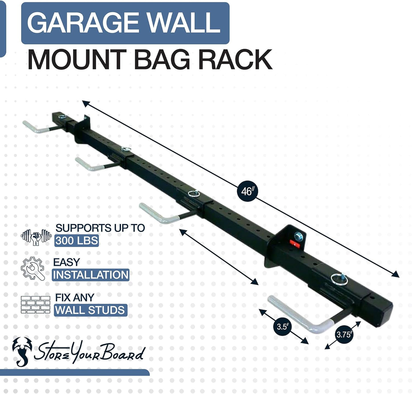 StoreYourBoard BLAT 4 Golf Bag Wall Mount | Home & Garage Storage Hooks | Golf Bag Holder | Heavy-Duty Wall Mount Organizer for Golf Bags & Accessories