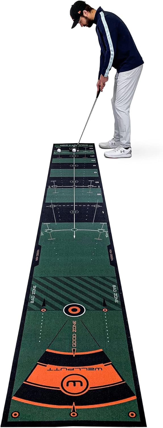 WELLPUTT - Golf Putting Training Mat - 13ft Green