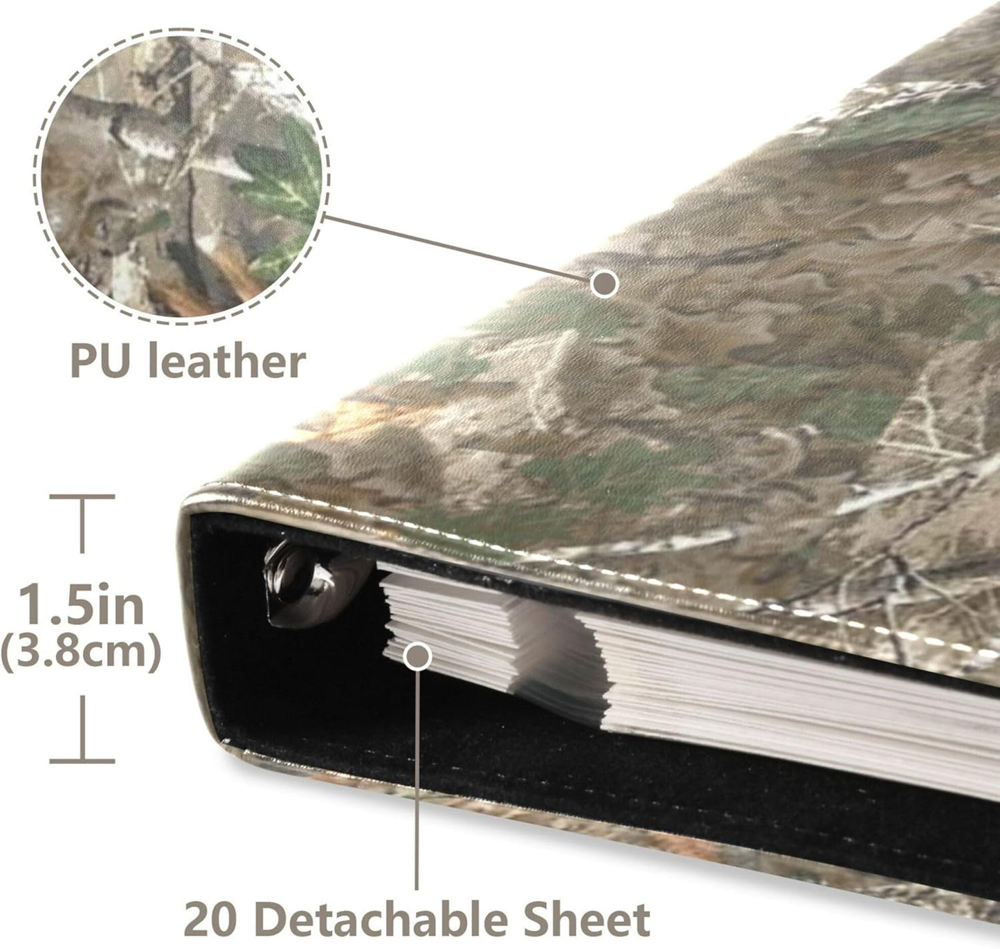 Fisyme Forest Trees Leaf Retro Photo Album Self Adhesive DIY Scrapbook Album for 2x3 4x6 5x7 6x8 Pictures 20 Pages Memory Book for Family Wedding