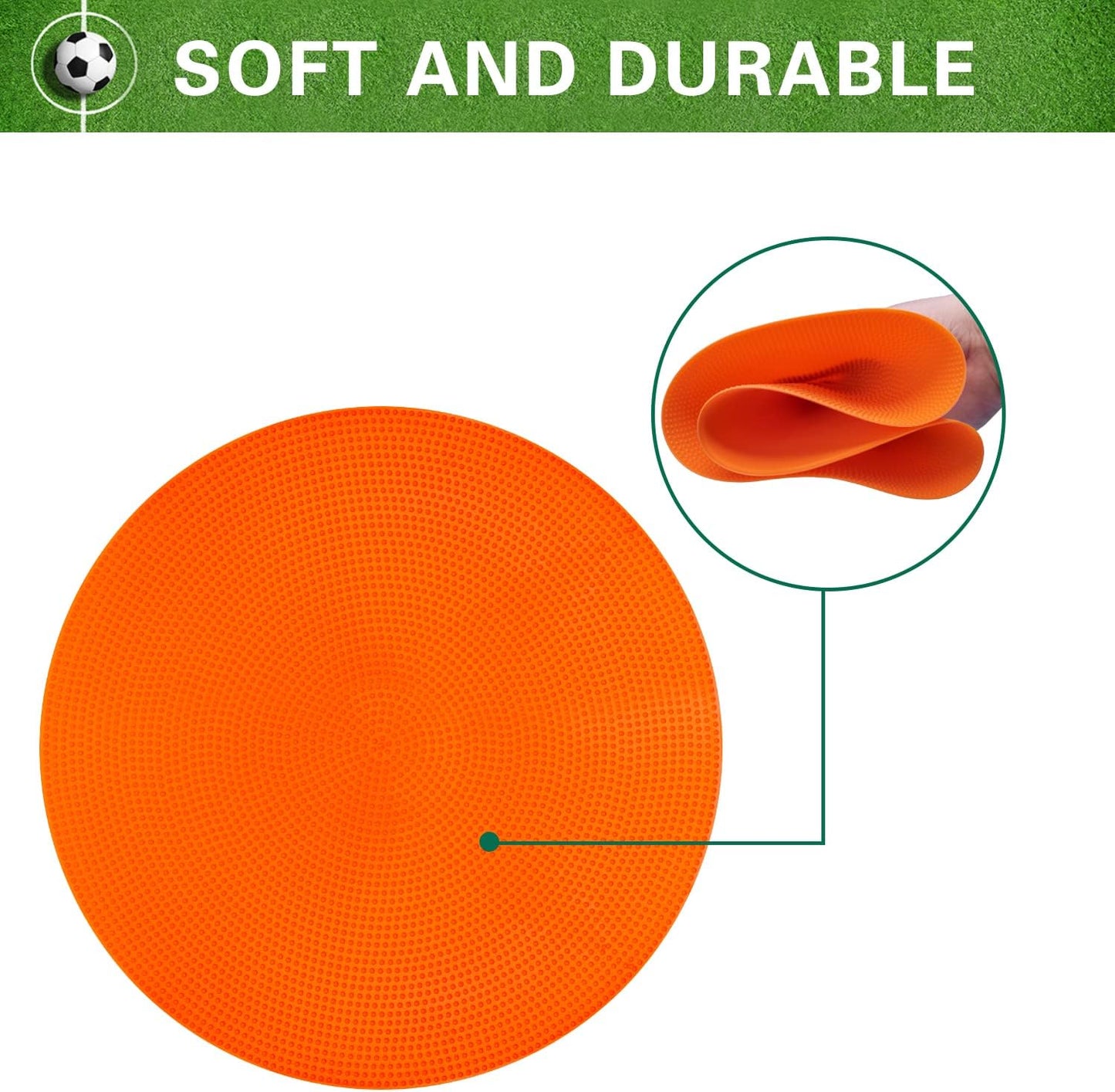 Poly Spot Markers 9 inch Non-Slip Rubber Agility Markers Flat Field Cones Floor Dots for Football, Soccer, Basketball Training Markers, School Activities, Exercise Drills, Social Distancing