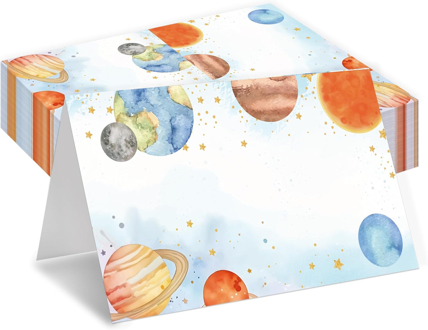Outer Space Place Cards, Galaxy Party Table Place Cards For Table Setting, Planets Name Cards For Birthday Party Baby Shower Dinner Wedding, 25 Cards Included -11