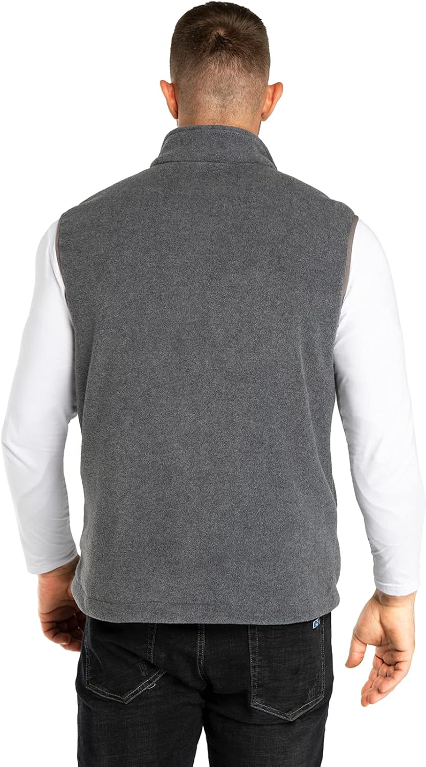 33,000ft Men's Fleece Vest, Lightweight Warm Zip Up Polar Vests Outerwear with Zipper Pockets, Sleeveless Jacket for Winter
