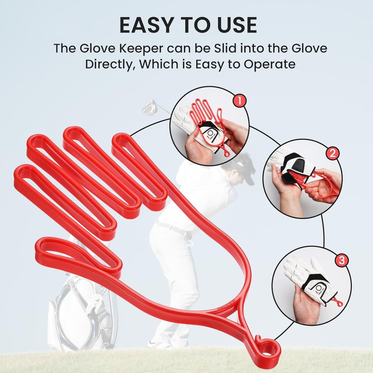 FINGER TEN Golf Gloves Stretcher Holder Hanger Keeper Dryer Shaper Tool Accessories Durable Glove Support Frame Guardian Hook to Bag Gifts for Men Women Golfer