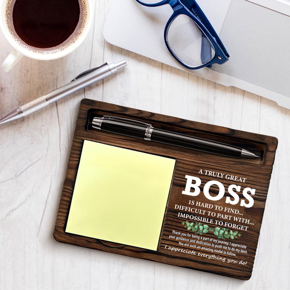 Best Boss Gifts for Men, Thank You Appreciation Gifts for Boss Sticky Note Holder Office Decor Bosses Day Gift Ideas