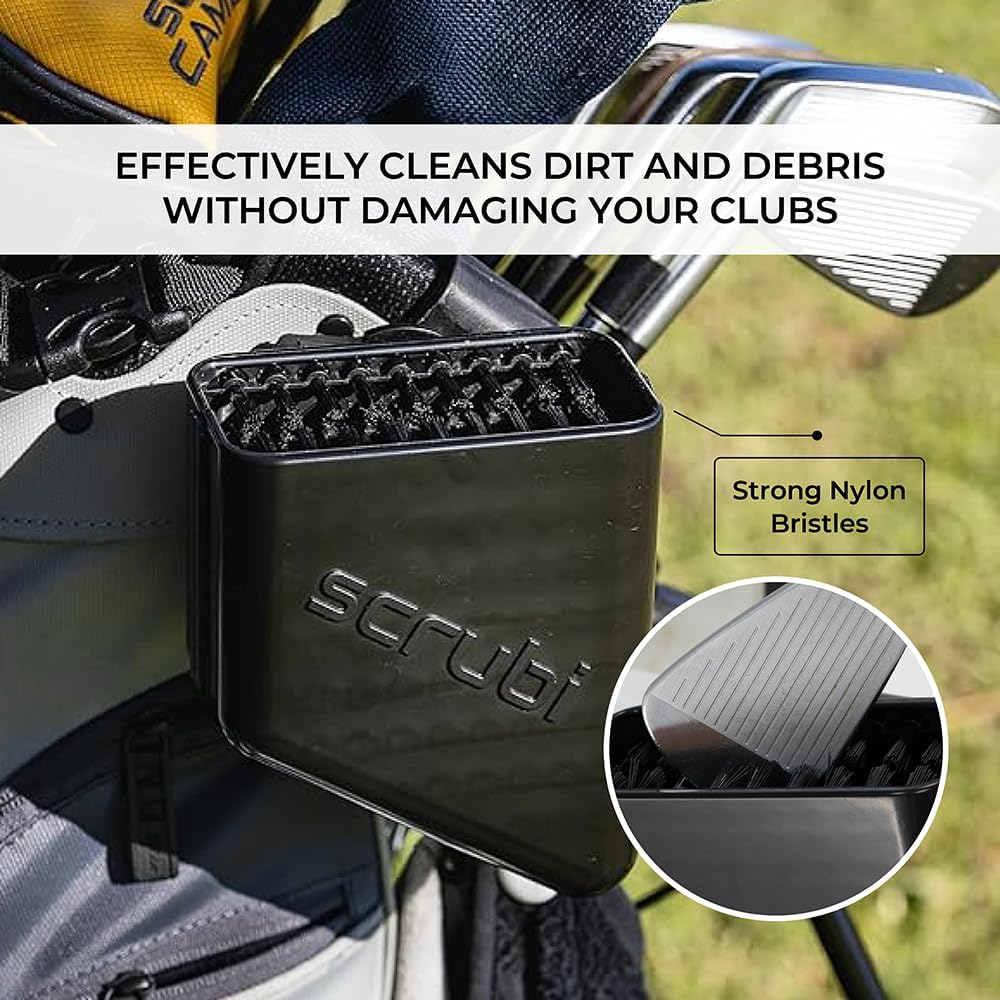Scrubi Golf Club Cleaner for Your Golf Bag - Compact & Efficient Cleaning Tool for Golf Clubs – Easy to Use & Waterproof Design – Includes Strong Nylon Brush – Perfect for Irons