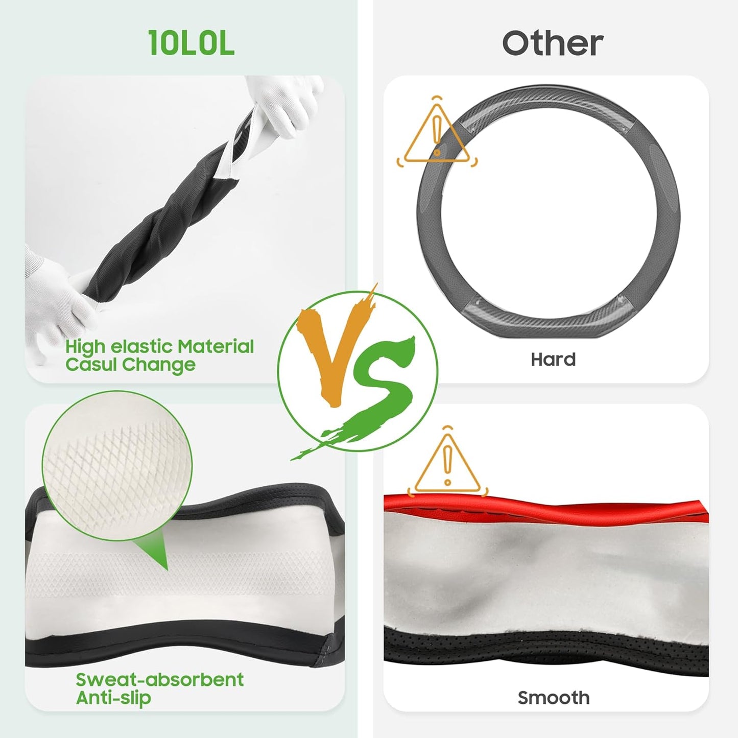 10L0L 14 Inch Golf Cart Steering Wheel Covers for Yamaha, Club Car DS&Precedent, Upgraded Microfiber Anti-Slip Steering Wheel Cover with Pu Leather