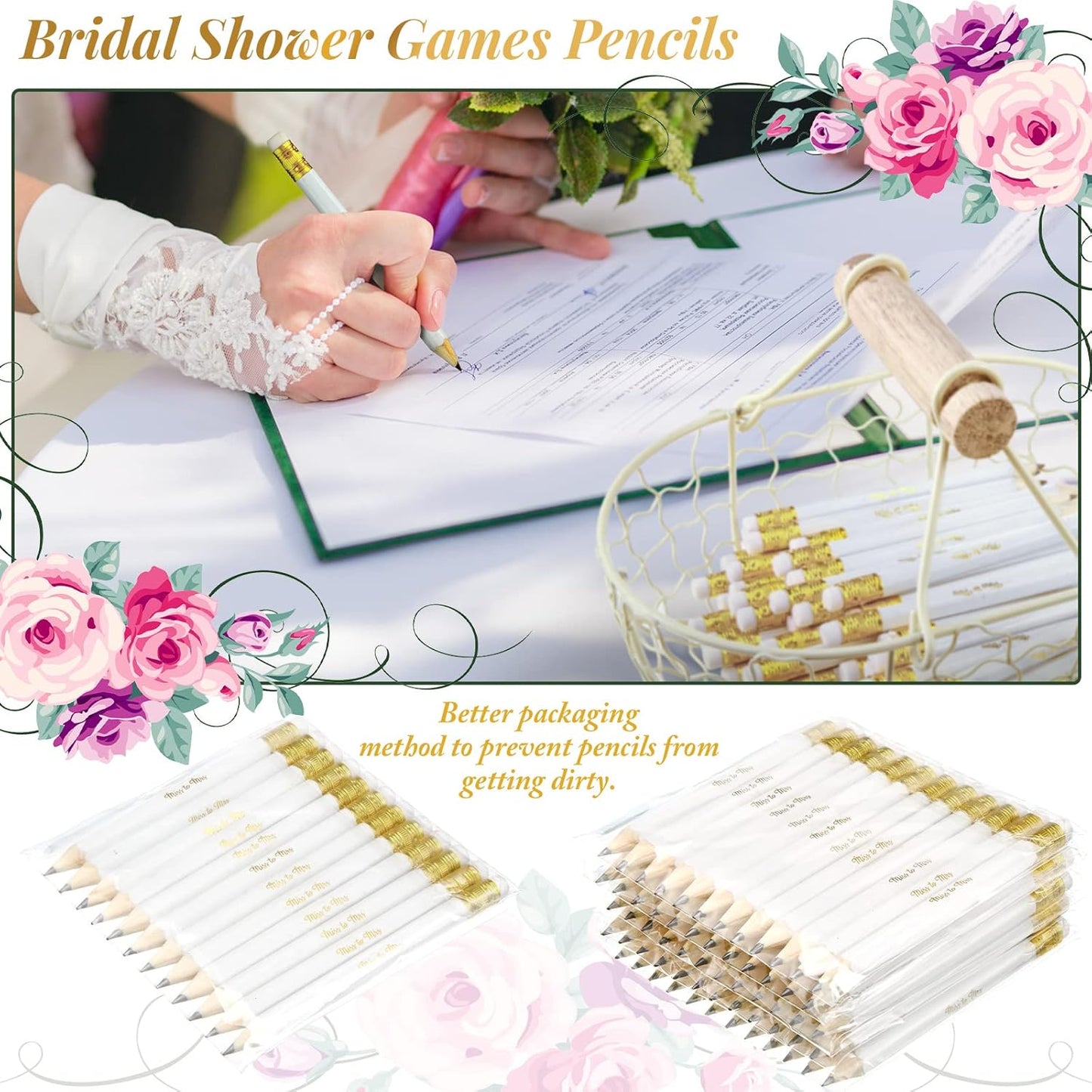 72 Pieces Bridal Shower Game Pencils Wedding Pencils Pre Sharpened Mini Short 4 Inch Game Bridal for Wedding Shower Favors Presents Gifts Golf Classroom School(Novel)