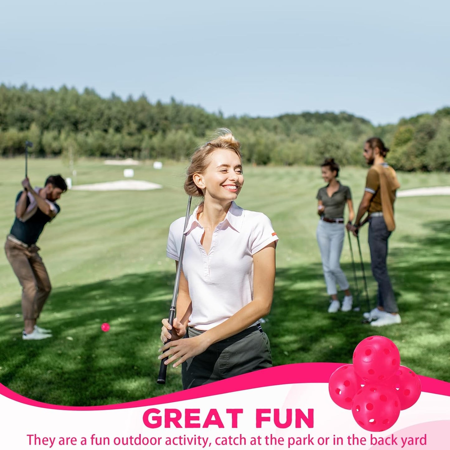 24 Pack Practice Golf Balls 42 mm Limited Flight Plastic Golf Training Airflow Hollow Ball for Driving Range Swing Practice Backyard Indoor Outdoor Home