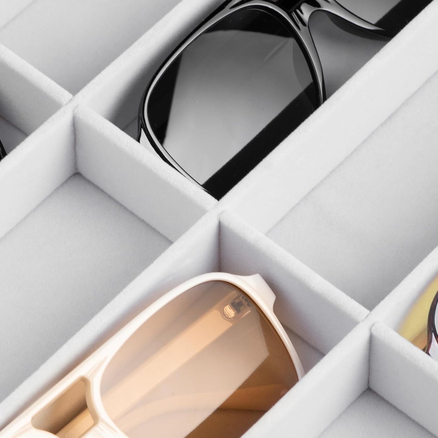 Frebeauty Sunglass Organizer,Velvet Glasses Organizer,8-Slot Sunglasses Tray for Drawer, Men's/Women's Sunglasses Box