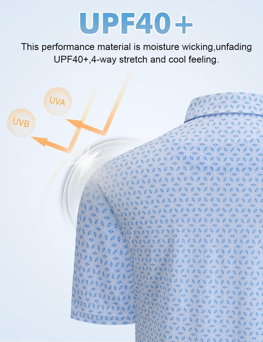 Hodaweisolp Golf Shirts for Men Dry Fit Print Moisture Wicking Performance Short Sleeve Polo Shirt