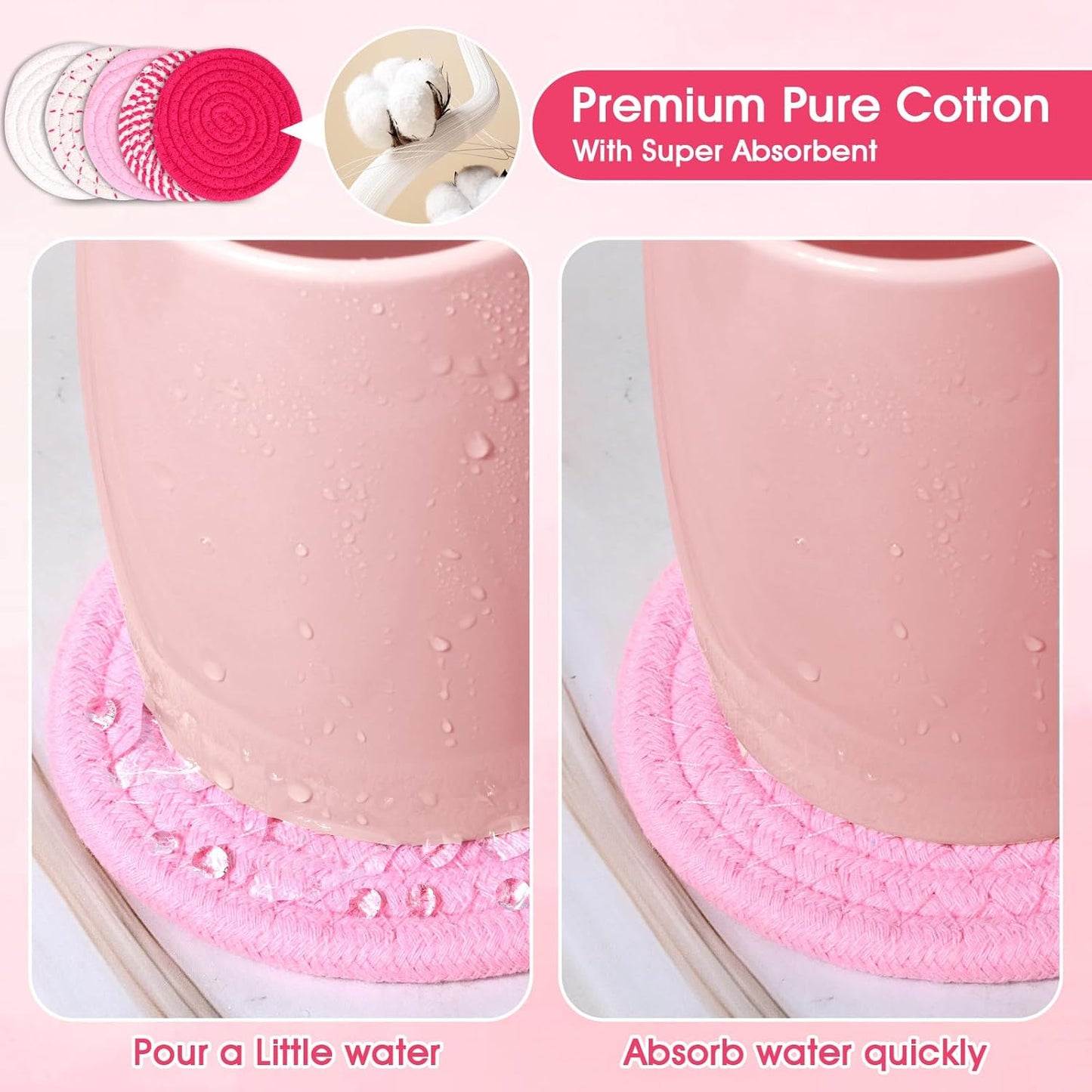 Mckanti 10 Pcs Drink Coasters with Holder, 5 Colors Absorbent Coasters for Drinks, Minimalist Boho Coasters Cotton Woven Coaster Set for Home Decor Tabletop Protection Suitable for Kinds of Cups