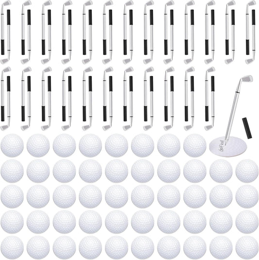 Estune 48 Pack Golf Ballpoint Pen and Pads Golf Sticky Notes Cool Golf Party Favors Mini Decorative Golf Pens Funny Sports Golfing Club Props Black Gel Ink for Office Coworkers Stationery Gift Supply