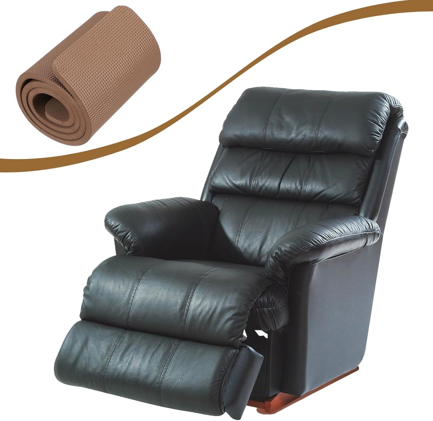 PATIKIL Rectangle Corner Anti-Slip Furniture Rail Pads 27x4x3, 8 Pcs Non-Skid Rubber Furniture Pads for Hardwood Floors Protector Grippers Pads Recliners Sofa Couches, Brown