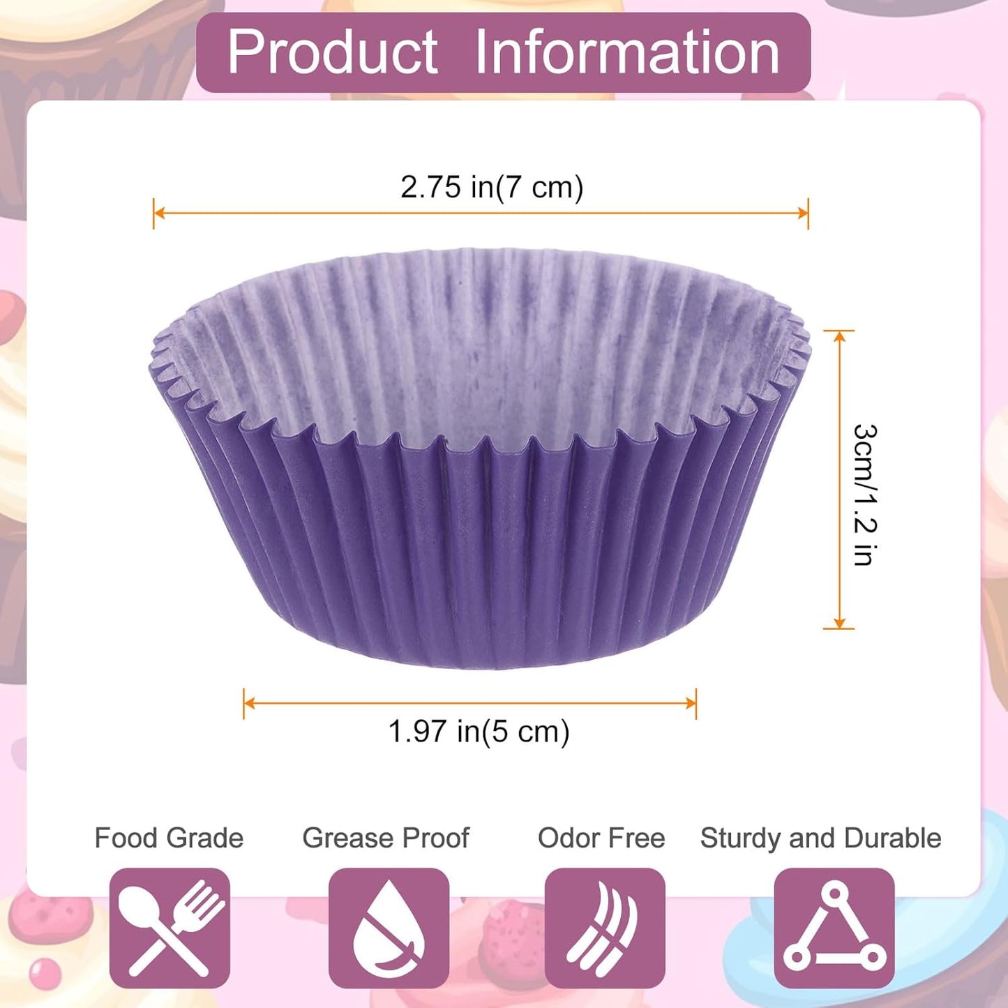 HARFINGTON 100 Count Cupcake Liners Purple Cupcake Cups Standard Size Muffins Liners Papers Baking Cups Wrappers Greaseproof for Party Wedding Birthday