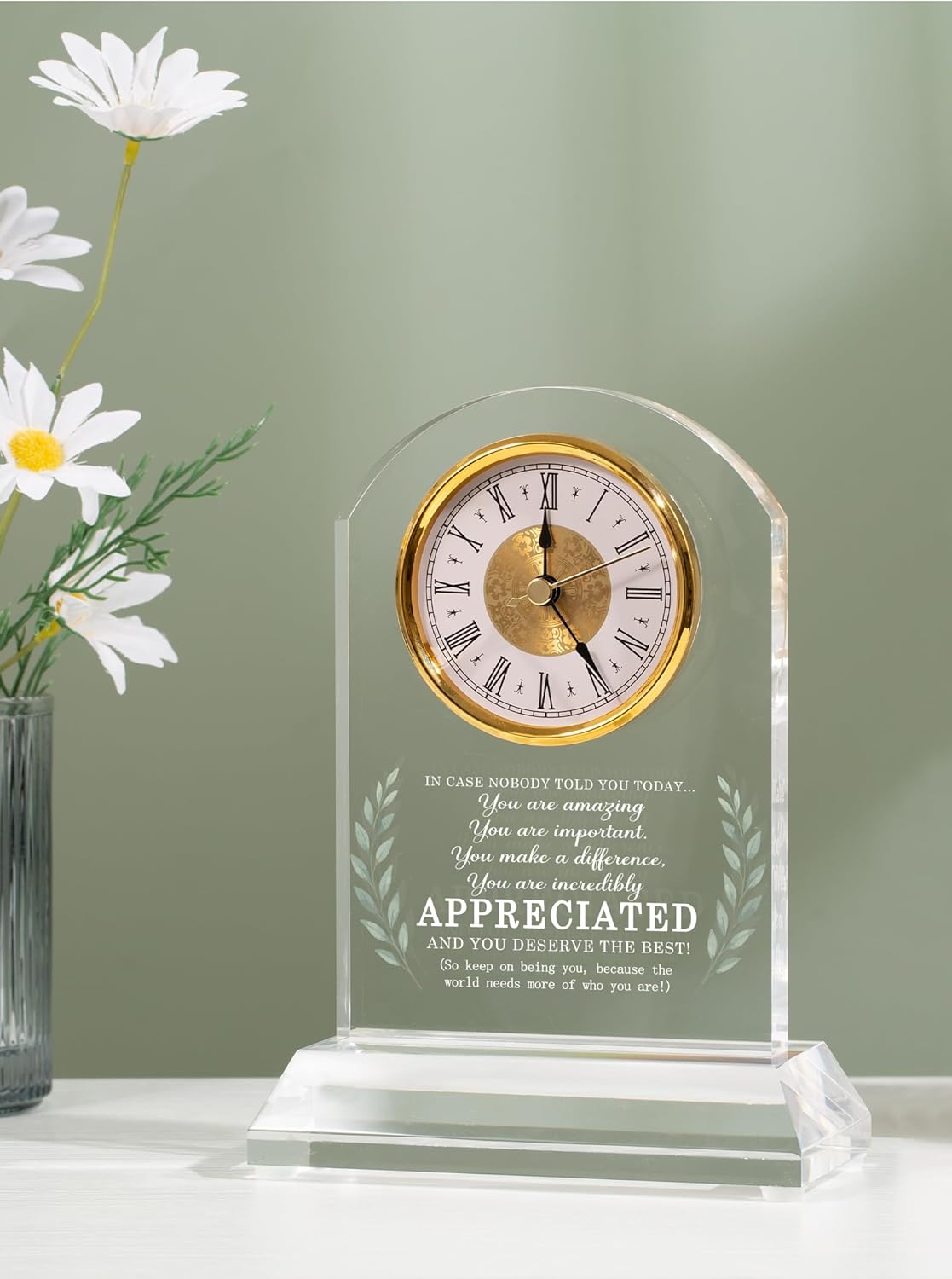 Thank You Appreciation Gifts for Women Men Teacher Friends, Inspirational Gift Ideas, Coworker Leaving Gifts, Motivational Quote Desk Clock Home Office Decor, Gift Box Card (Battery Not Included)