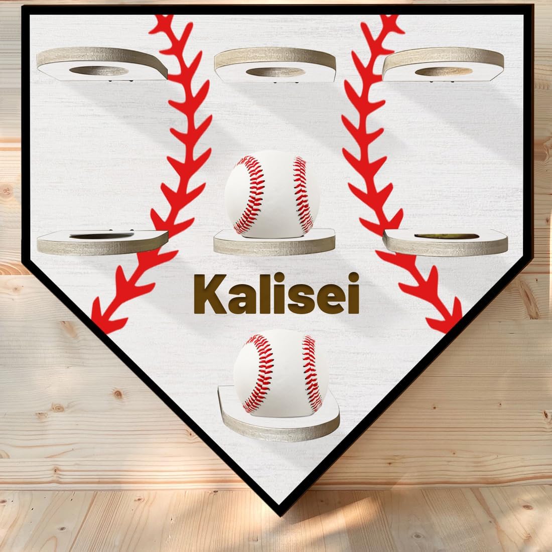 Personalized Name Baseball Display Case Wood Softball Storage Stand Baseball Holders for Men Husband Dad's Collection Memorabilia Baseball Display Case Softball Ball Wall Rack Hanger