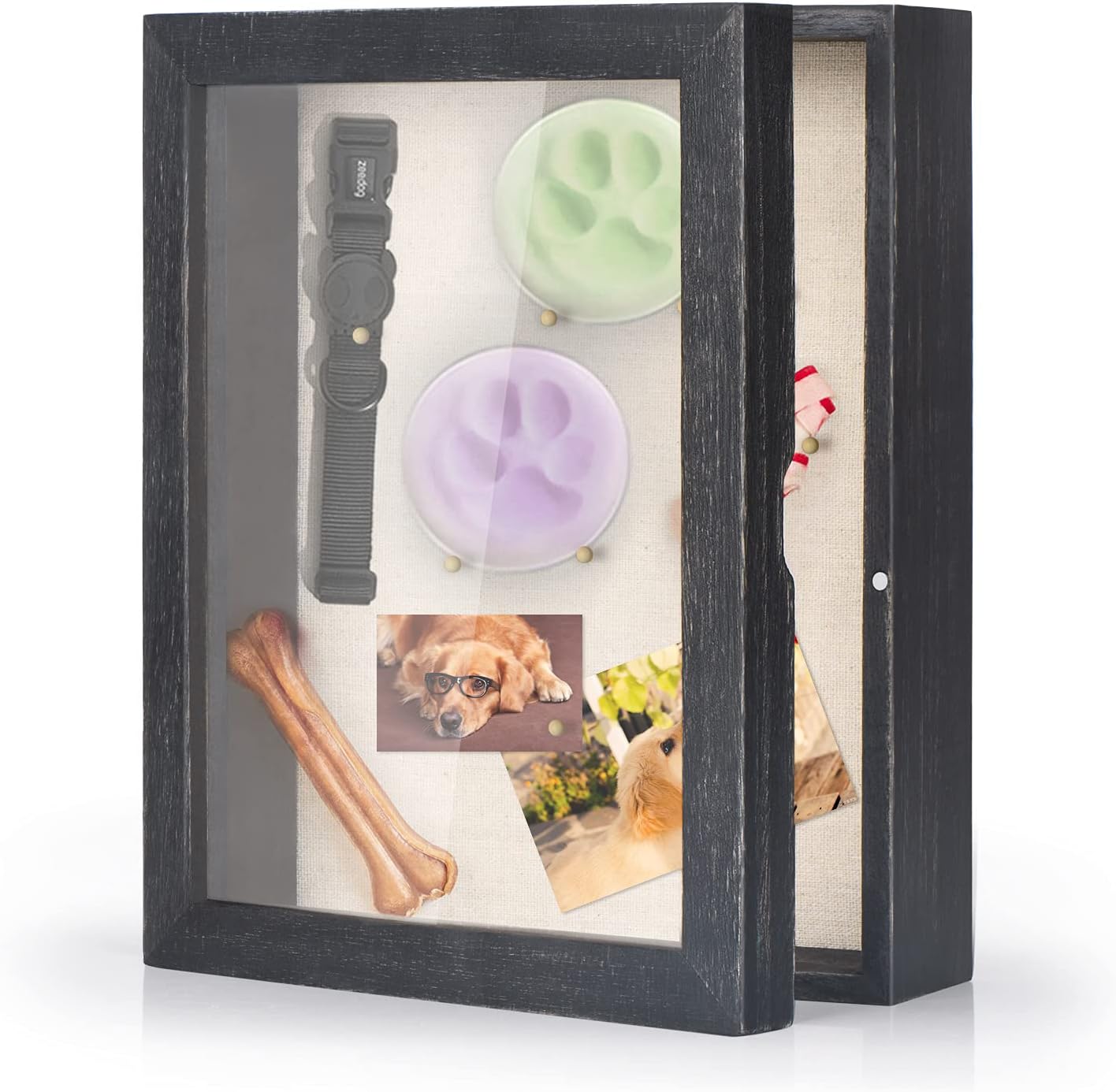 Love-KANKEI Shadow Box Frame 8x10 Shadow Box Display Case with Linen Back Memorabilia Awards Medals Photos Memory Box Gift Rustic Black